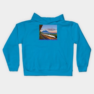 Japan Dream Super Express with Mt. Fuji by Kana Kanjin Kids Hoodie